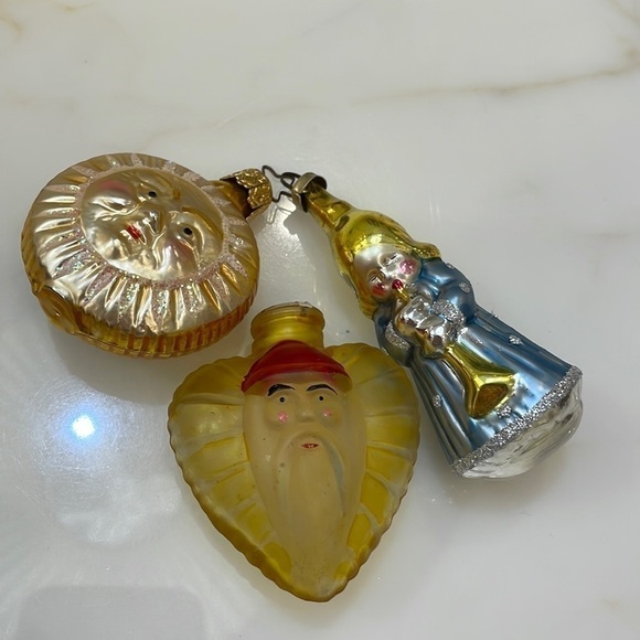 Three Vintage Glass Ornaments—Beautiful!!  Great Vintage Condition! - Picture 1 of 5